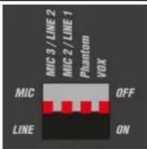 MIC 3 / LINE 2 MIC 2 / LINE 1 Phantom VDX MIC OFF LINE ON