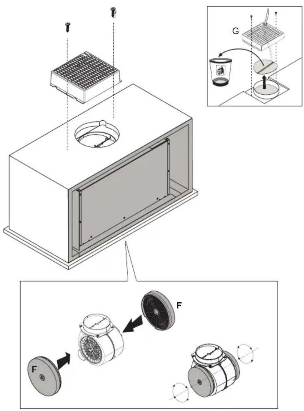 Technical diagram illustrating a mechanical assembly with labeled components and directional arrows, including a magnified inset showing the process.