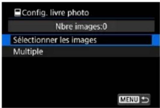 Config. livre photo Nbre images:0 Sélectionner les images Multiple