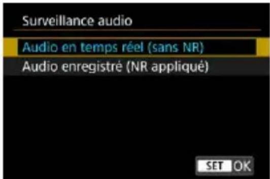 Surveillance audio Audio en temps réel (sans NR) Audio enregistré (NR appliqué)