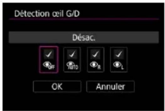 Détction œil G/D Désac. OK Annuler