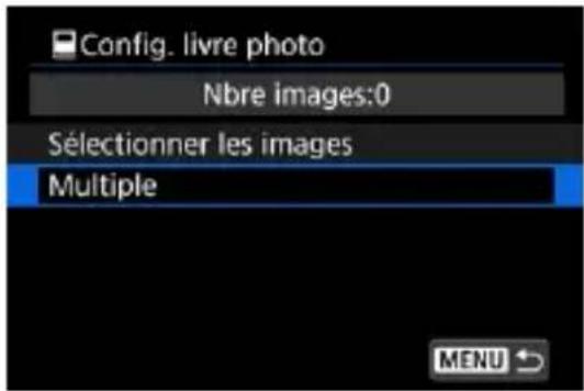 Config. livre photo Nbre images:0 Sélectionner les images Multiple
