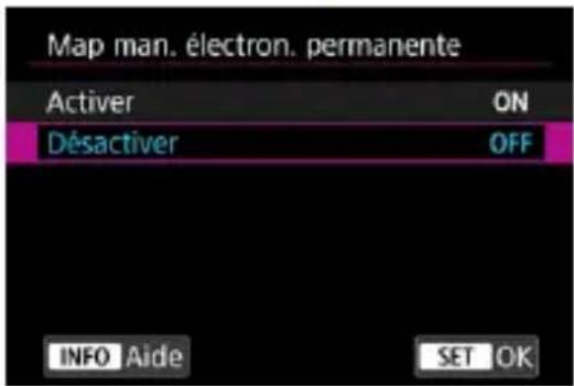 Map man. électron. permanente Activer ON Désactiver OFF INFO Aide SET OK