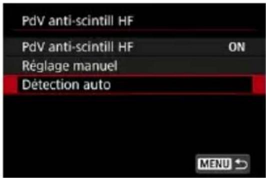 PdV anti-scintill HF PdV anti-scintill HF ON Réglage manuel Détction auto MENU ↗