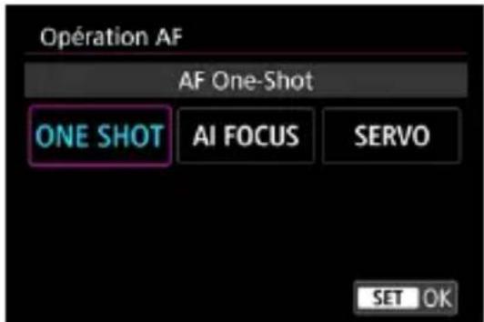 Operation AF AF One-Shot ONE SHOT AI FOCUS SERVO SET OK