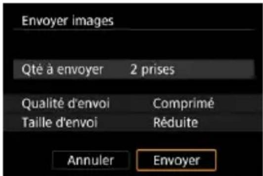 Envoyer images Qté à envoyer 2 prises Qualité d'envoi Comprimé Taille d'envoi Réduite Annuler Envoyer
