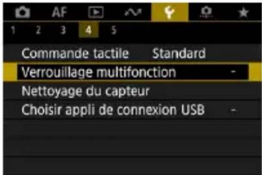 Commande tactile Standard Verrouillage multifonction - Nettoyage du capteur Choisir appli de connexion USB -