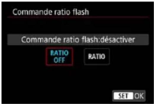 Commande ratio flash Commande ratio flash:désactiver RATIO OFF RATIO SET OK