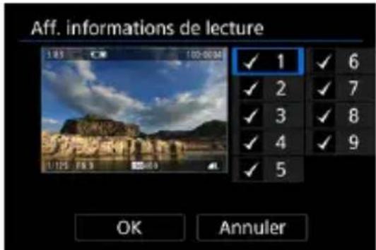 Aff. informations de lecture 1:05 CM 100-0034 ✓ 1 ✓ 6 ✓ 2 ✓ 7 ✓ 3 ✓ 8 ✓ 4 ✓ 9 ✓ 5 OK Annuler