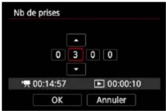 Nb de prises 0 3 0 0 00:14:57 00:00:10 OK Annuler
