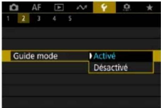 Guide mode Activé Désactivé