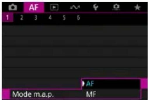 AF 1 2 3 4 5 6 AF Mode m.a.p. MF