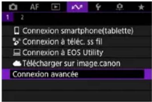 1 2 Connexion smartphone(tablette) Connexion à téléc. ss fil Connexion à EOS Utility Télécharger sur image.canon Connexion avancée
