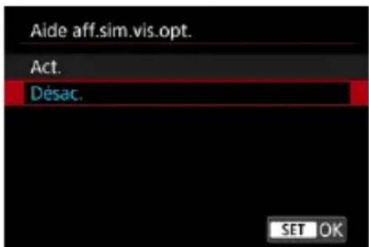 Aide aff.sim.vis.opt. Act. Désac. SET OK