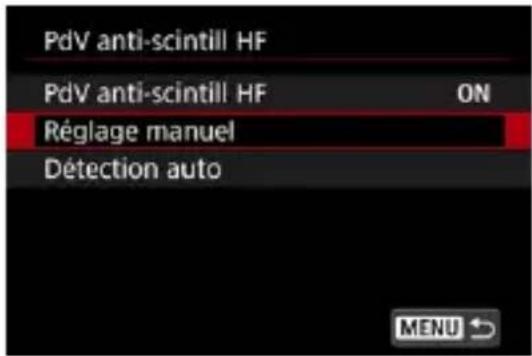 PdV anti-scintill HF PdV anti-scintill HF ON Réglage manuel Détection auto MENU ↻
