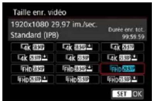 Taille enr. vidéo 1920x1080 29,97 im./sec. Standard (IPB) Durée enr. tot... 99:59:59 4K 3.3F 4K 3.3F 4K 3.3F 4K 3.3F FHD 3.3F FHD 3.3F FHD 3.3F FHD 3.3F FHD 3.3F FHD 3.3F FHD 3.3F FHD 3.3F FHD 3.3F FHD 3.3F FHD 3.3F FHD 3.3F FHD 3.97 FHD 3.97 FHD 3.97 FHD 3.97 FHD 3.97 SET OK