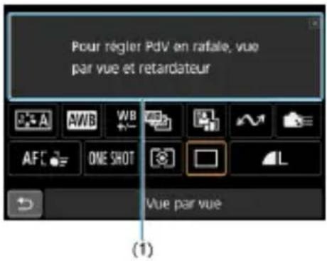 Pour régler PdV en rafale, vue par vue et retardateur A W B WB AF C ONE SHOT Vue par vue (1)