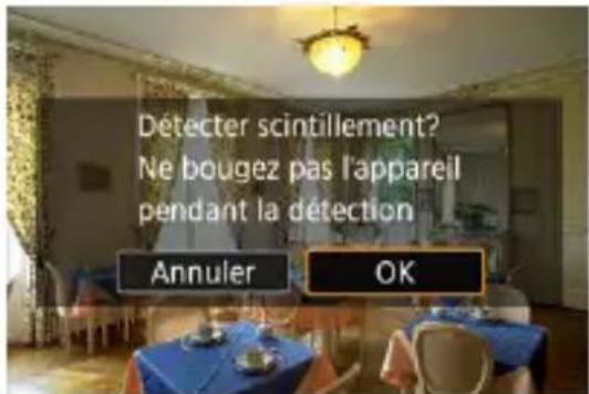 Détecter scintillement? Ne bougez pas l'appareil pendant la détection Annuler OK