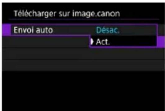 Télécharger sur image.canon Envoi auto Désac. ► Act.