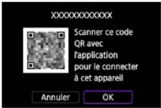 XXXXXXXXXXXX Scanner ce code QR avec l'application pour le connecter à cet appareil Annuler OK
