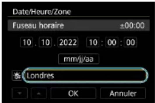 Date/Heure/Zone Fuseau horaire ±00:00 10. 10. 2022 10:00:00 mm/jj/aa Londres OK Annuler