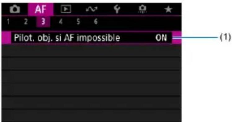 AF 1 2 3 4 5 6 Pilot. obj. si AF impossible ON (1)