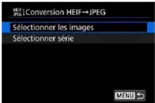 HEIF JPG | Conversion HEIF→JPEG Sélectionner les images Sélectionner série MENU ↻