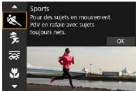 Sports Pour des sujets en mouvement. PdV en rafale avec sujets toujours nets. OK