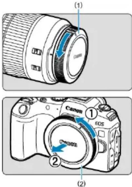 CANON EOS R8 - Retirez les bouchons. - 1