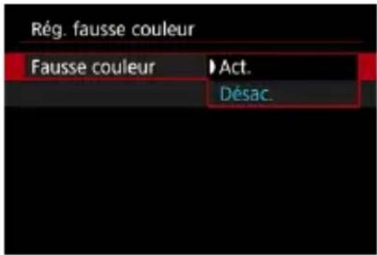 Rég. fausse couleur Fausse couleur ▶ Act. Désac.