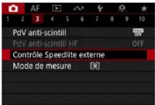 AF 1 2 3 4 5 6 7 8 9 10 PdV anti-scintill PdV anti-scintill HF OFF Contrôle Speedlite externe Mode de mesure