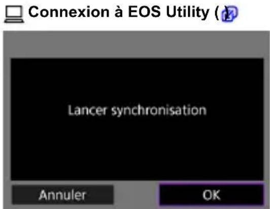 Connexion à EOS Utility ( Lancer synchronisation Annuler OK