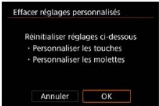 Effacer réglages personnalisés Réinitialiser réglages ci-dessous • Personnaliser les touches • Personnaliser les molettes Annuler OK