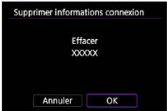 Supprimer informations connexion Effacer XXXXX Annuler OK