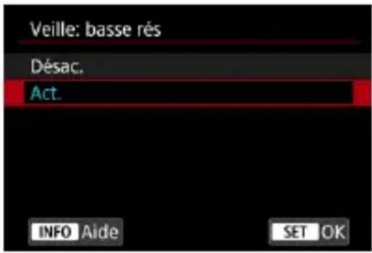 Veille: basse rés Désac. Act. INFO Aide SET OK