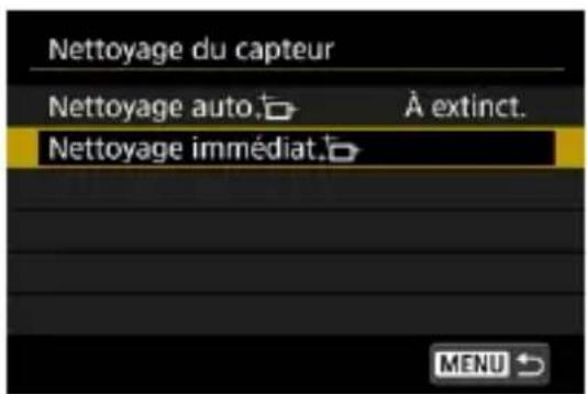 Nettoyage du capteur Nettoyage auto. À extinct. Nettoyage immédiat.