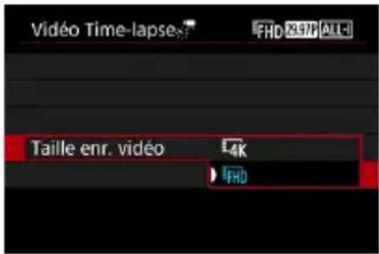 Vidéo Time-lapse FHD R37P ALL- Taille enr. vidéo 4K FHD