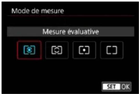 Mode de mesure Mesure évaluative SET OK