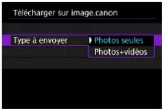 Télécharger sur image.canon Type à envoyer ► Photos seules Photos+vidéos