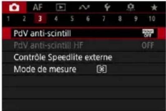 PdV anti-scintill PdV anti-scintill HF Contrôle Speedlite externe Mode de mesure