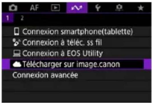 1 2 Connexion smartphone(tablette) Connexion à téléc. ss fil Connexion à EOS Utility Télécharger sur image.canon Connexion avancée