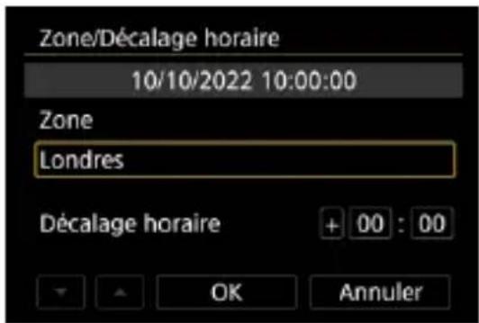 Zone/Décalage horaire 10/10/2022 10:00:00 Zone Londres Décalage horaire + 00 : 00 OK Annuler