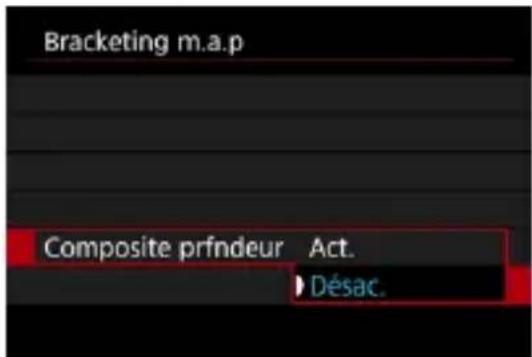 Bracketing m.a.p Composite prfndeur Act. ► Désac.
