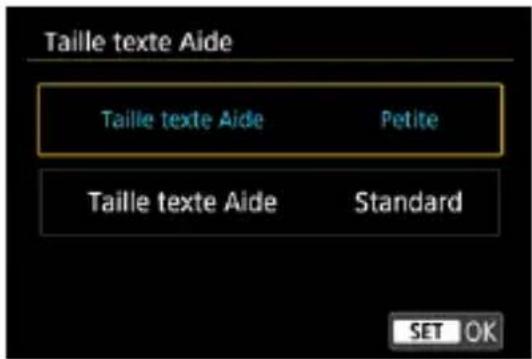 Taille texte Aide Taille texte Aide Petite Taille texte Aide Standard SET OK