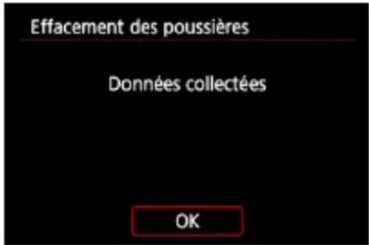 Effacement des poussières Données collectées OK