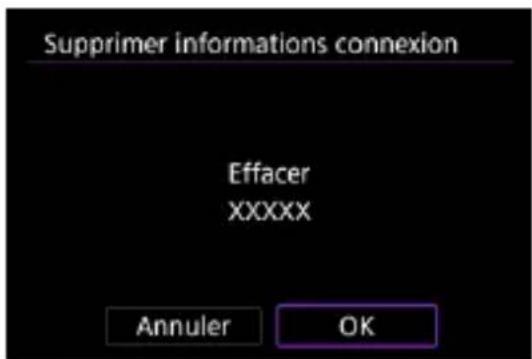 Supprimer informations connexion Effacer XXXXX Annuler OK