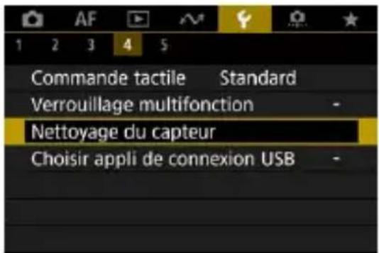 Commande tactile Standard Verrouillage multifonction - Nettoyage du capteur Choisir appli de connexion USB -