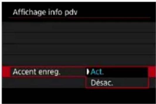 Affichage info pdv Accent enreg. ▶ Act. Désac.