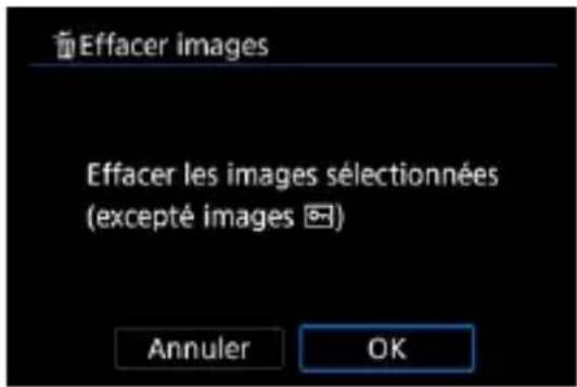 Effacer images Effacer les images sélectionnées (excepté images) Annuler OK