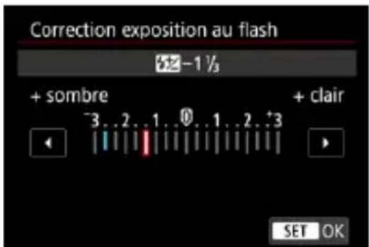Correction exposition au flash 52 -1 ½ + sombre + clair -3..2..1..0..1..2..3 SET OK